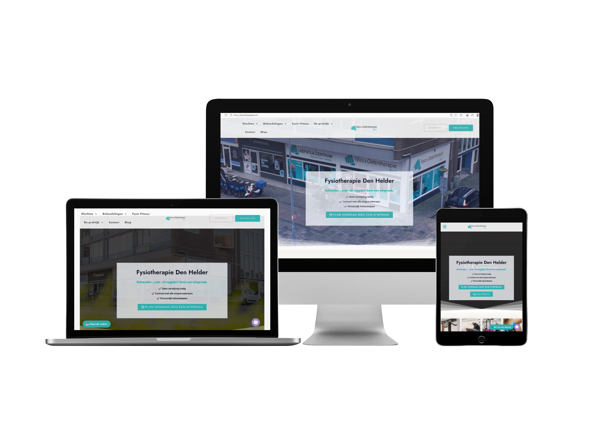 Website van Fysiotherapie Suri, voorbeeld van lokale SEO voor fysiotherapie